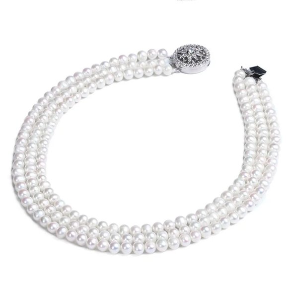 Jewelry Bridal 3 Row Strand Fine Pearl Necklace Natural Fresh Pearl High Quality Poshmark